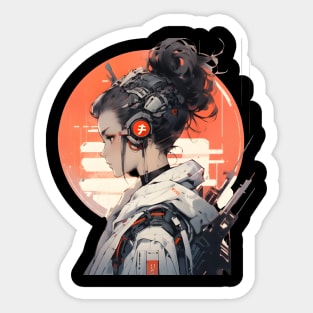 Urban Japanese Cyberpunk Girl Vaporwave Style Sticker